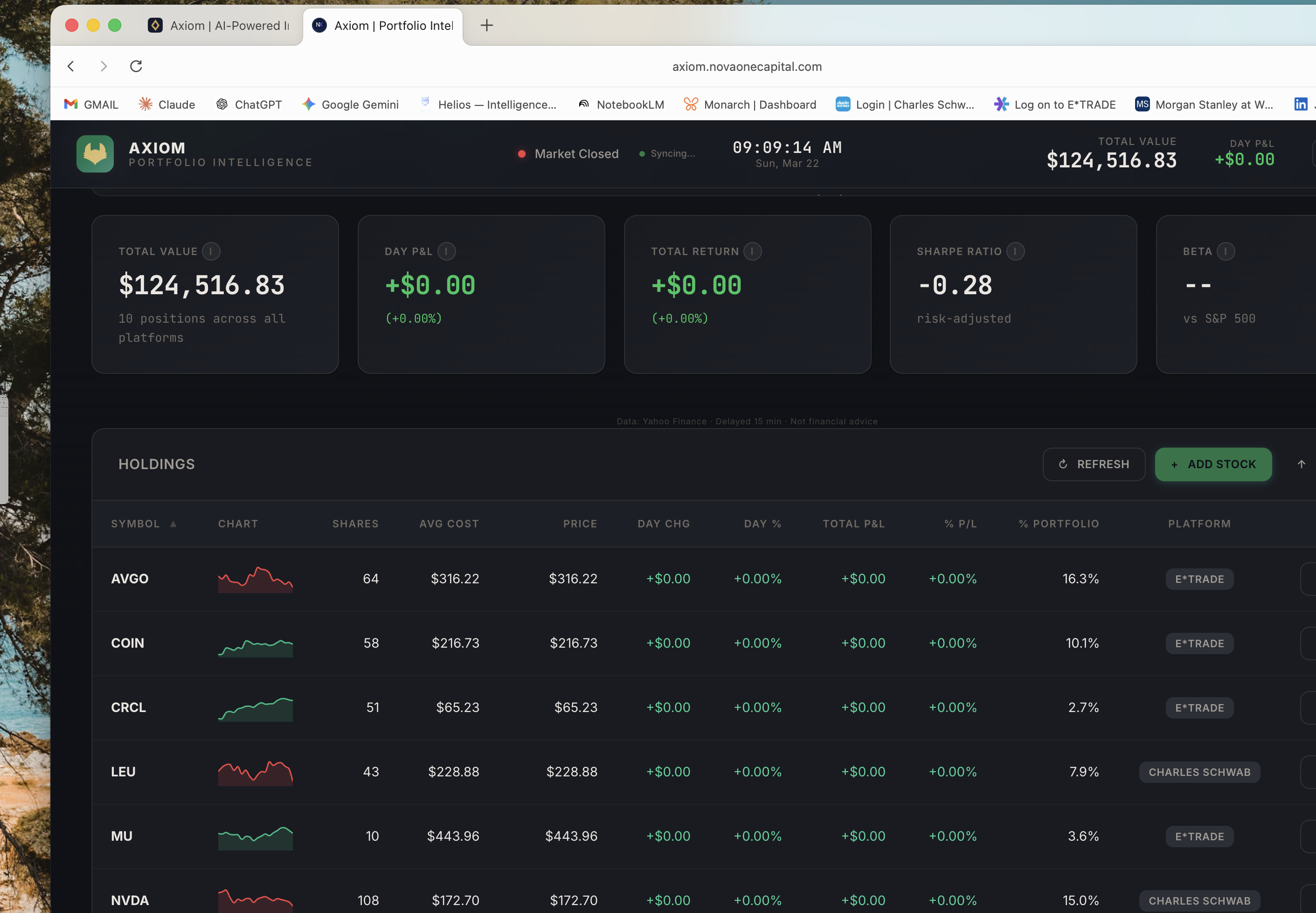 Axiom Portfolio Dashboard